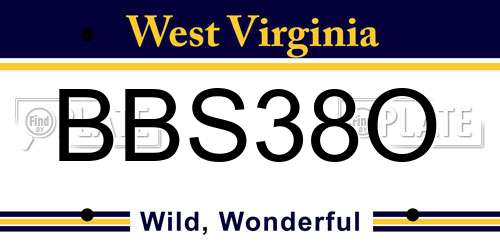BBS38O West Virginia License Plate