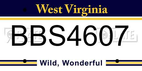 BBS4607 West Virginia License Plate