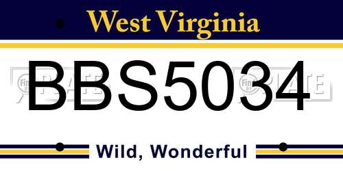 BBS5034 West Virginia License Plate