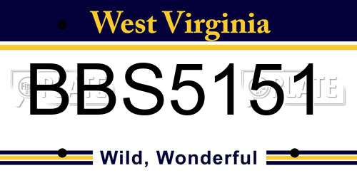 BBS5151 West Virginia License Plate