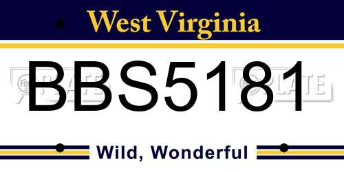 BBS5181 West Virginia License Plate