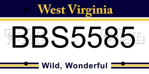 BBS5585 West Virginia License Plate