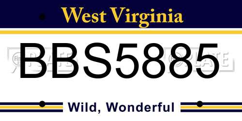BBS5885 West Virginia License Plate
