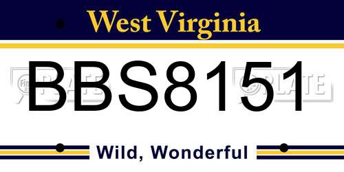 BBS8151 West Virginia License Plate