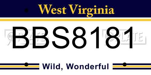 BBS8181 West Virginia License Plate