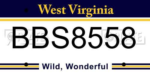 BBS8558 West Virginia License Plate