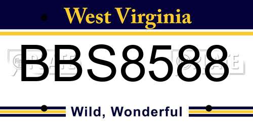 BBS8588 West Virginia License Plate