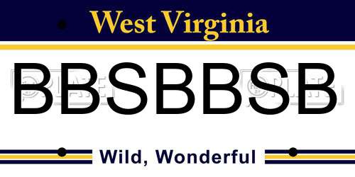 BBSBBSB West Virginia License Plate