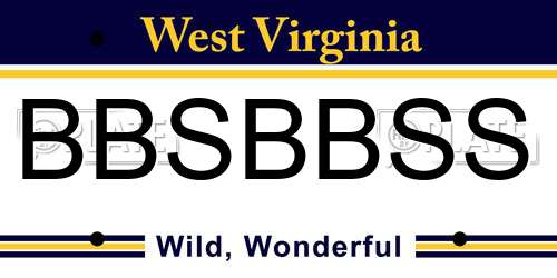 BBSBBSS West Virginia License Plate