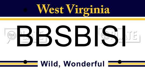 BBSBISI West Virginia License Plate