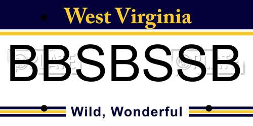 BBSBSSB West Virginia License Plate