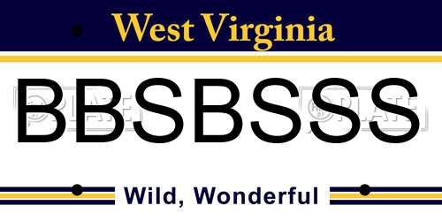 BBSBSSS West Virginia License Plate