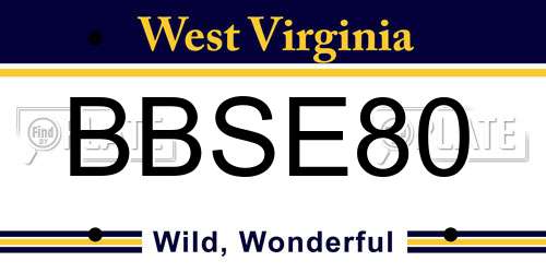 BBSE80 West Virginia License Plate