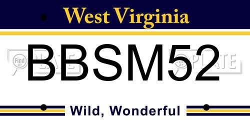 BBSM52 West Virginia License Plate