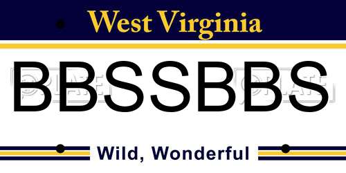 BBSSBBS West Virginia License Plate