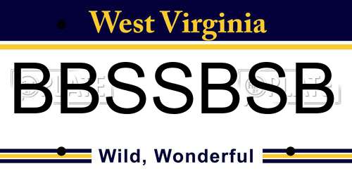 BBSSBSB West Virginia License Plate