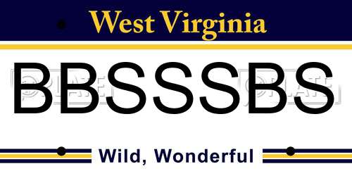 BBSSSBS West Virginia License Plate