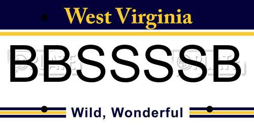 BBSSSSB West Virginia License Plate