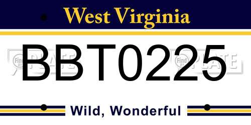 BBT0225 West Virginia License Plate