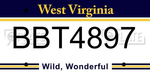 BBT4897 West Virginia License Plate