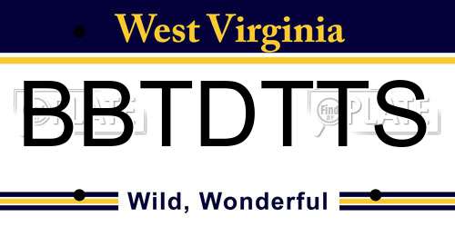 BBTDTTS West Virginia License Plate