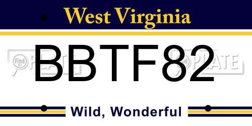 BBTF82 West Virginia License Plate