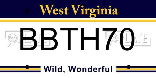 BBTH70 West Virginia License Plate