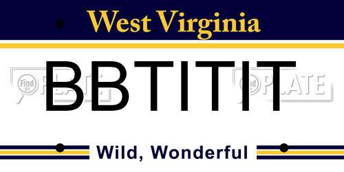 BBTITIT West Virginia License Plate