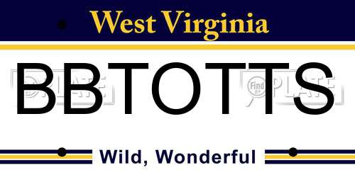 BBTOTTS West Virginia License Plate
