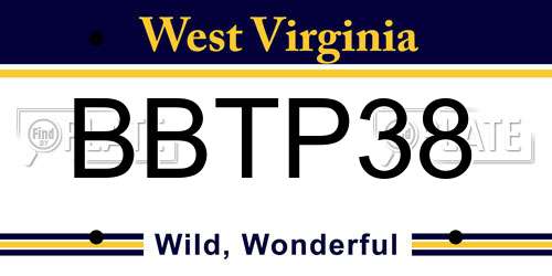 BBTP38 West Virginia License Plate