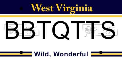 BBTQTTS West Virginia License Plate