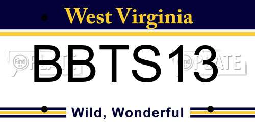 BBTS13 West Virginia License Plate