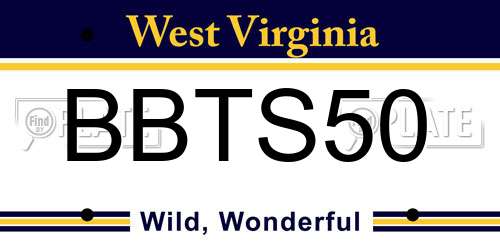 BBTS50 West Virginia License Plate