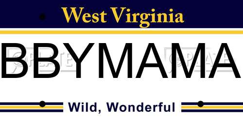 BBYMAMA West Virginia License Plate