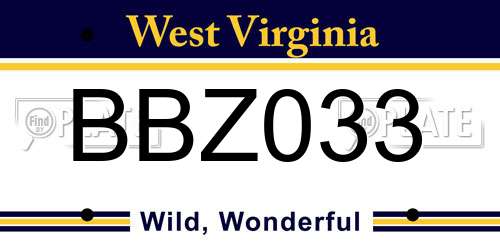 BBZ033 West Virginia License Plate