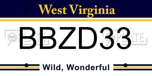 BBZD33 West Virginia License Plate