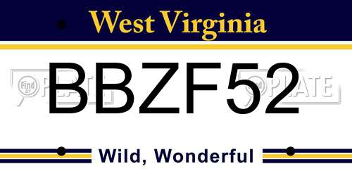 BBZF52 West Virginia License Plate