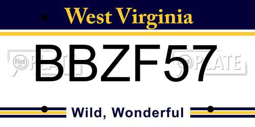 BBZF57 West Virginia License Plate