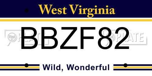 BBZF82 West Virginia License Plate