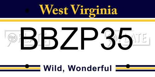 BBZP35 West Virginia License Plate