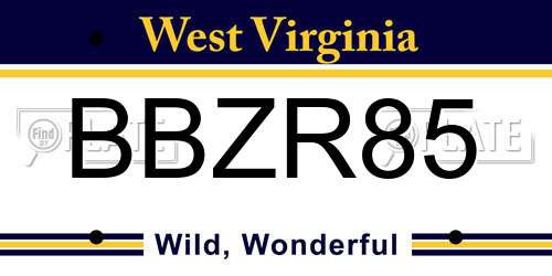 BBZR85 West Virginia License Plate