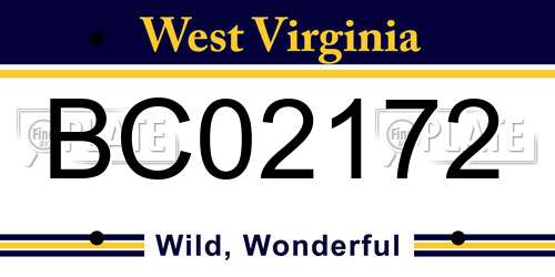 BC02172 West Virginia License Plate