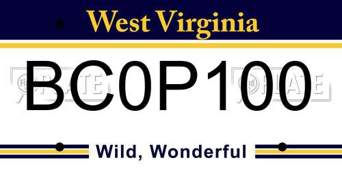 BC0P100 West Virginia License Plate