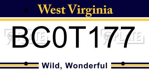 BC0T177 West Virginia License Plate
