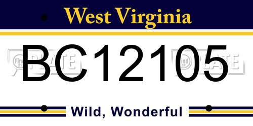 BC12105 West Virginia License Plate