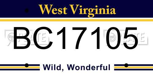 BC17105 West Virginia License Plate