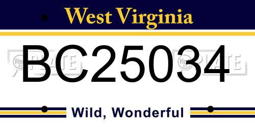 BC25034 West Virginia License Plate