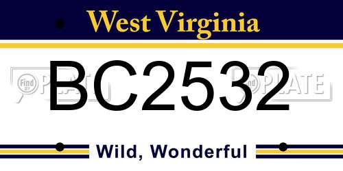 BC2532 West Virginia License Plate