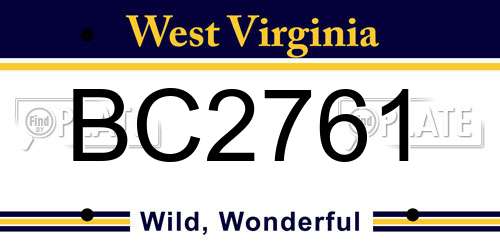 BC2761 West Virginia License Plate