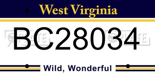 BC28034 West Virginia License Plate